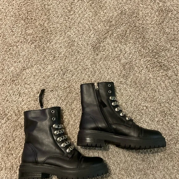 Circus by Sam Edelman Black Combat Boots 6.5M - Picture 3 of 7